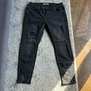 ZARA Black Distressed Jeans Size 36